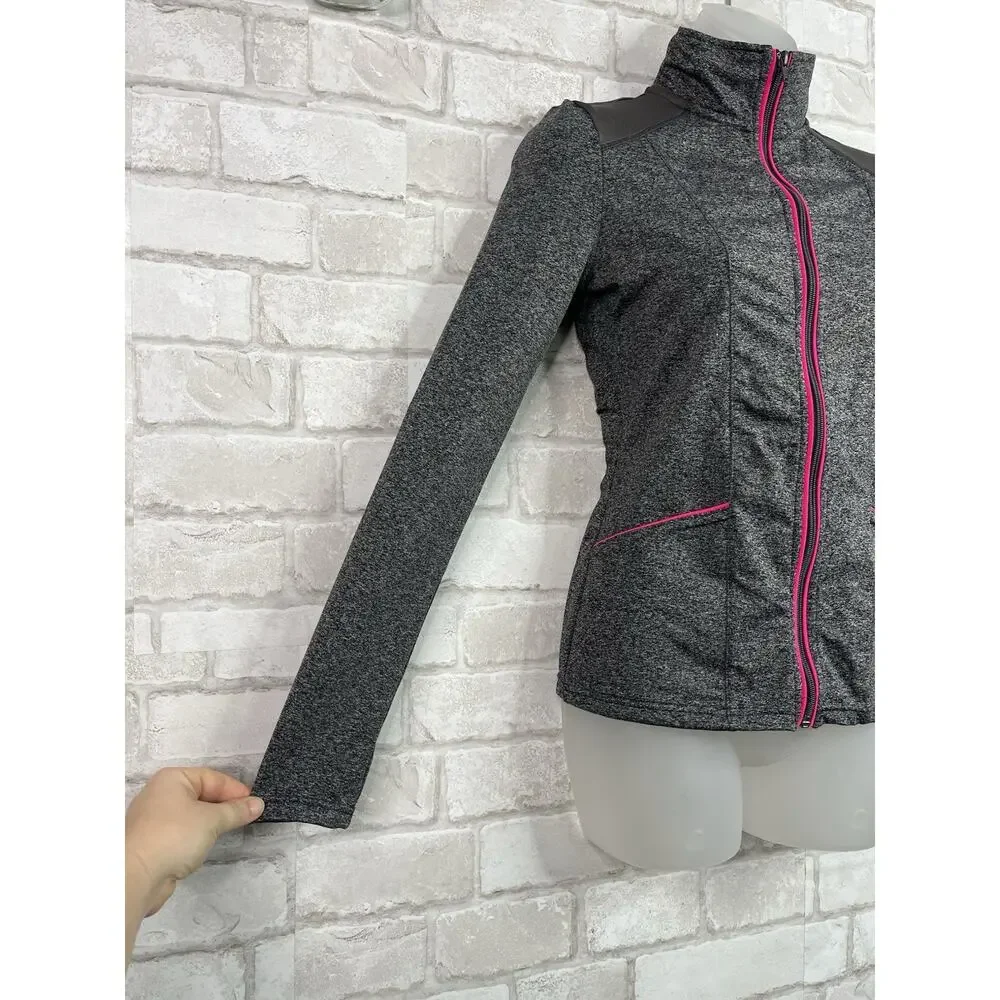 Energie Gray Athletic Full Zip Jacket Pink Zipper